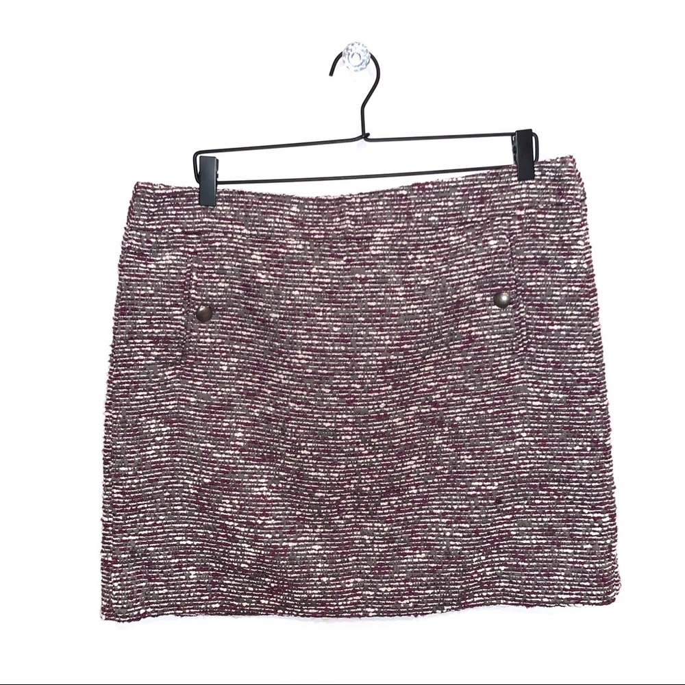 Loft | Tweed Purple Mini Skirt w/ Pockets